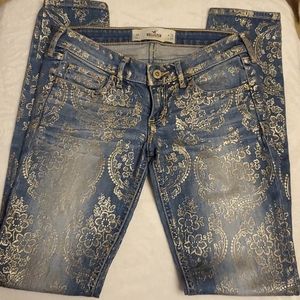 Hollister Gold Foil Printed Skinny Jeans 3R